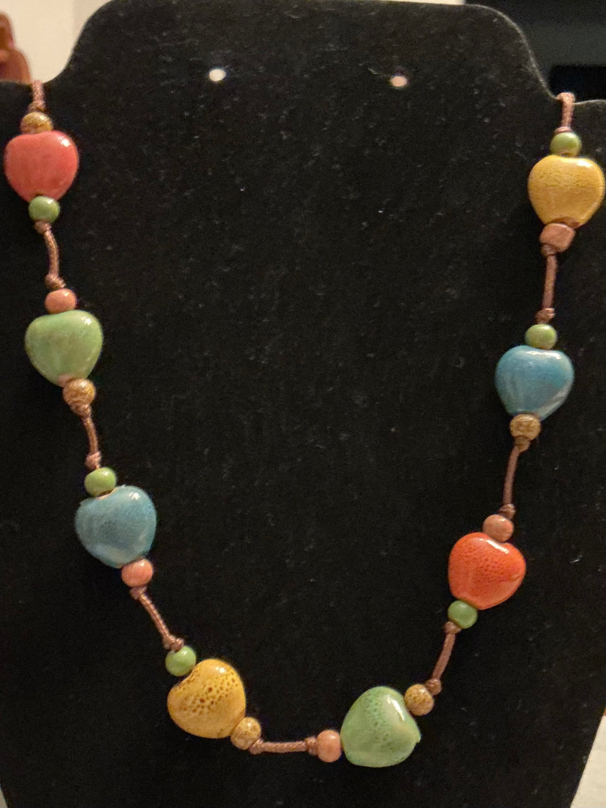 Multicolored Ceramic Heart Necklace
