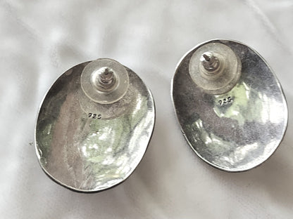Vintage Onyx & Sterling  Afghan Aqeeq Stone Earrings