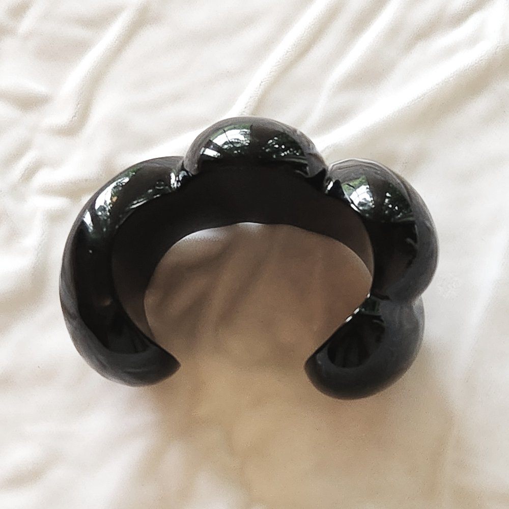 Vintage Marion Godart Paris Chunky Black Resin Cuff Bracelet