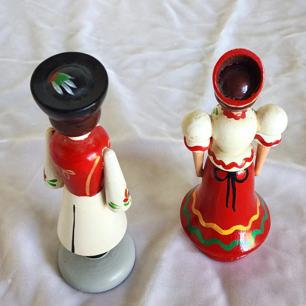 Handcarved & Painted Hungarian Wood Dolls - Man & Woman Pair