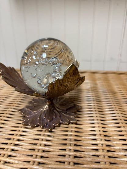Glass sphere on brass stand