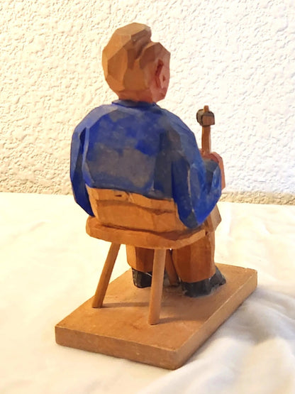 Vintage Swedish Hand-Carved Shoemaker Cobbler Folk Art