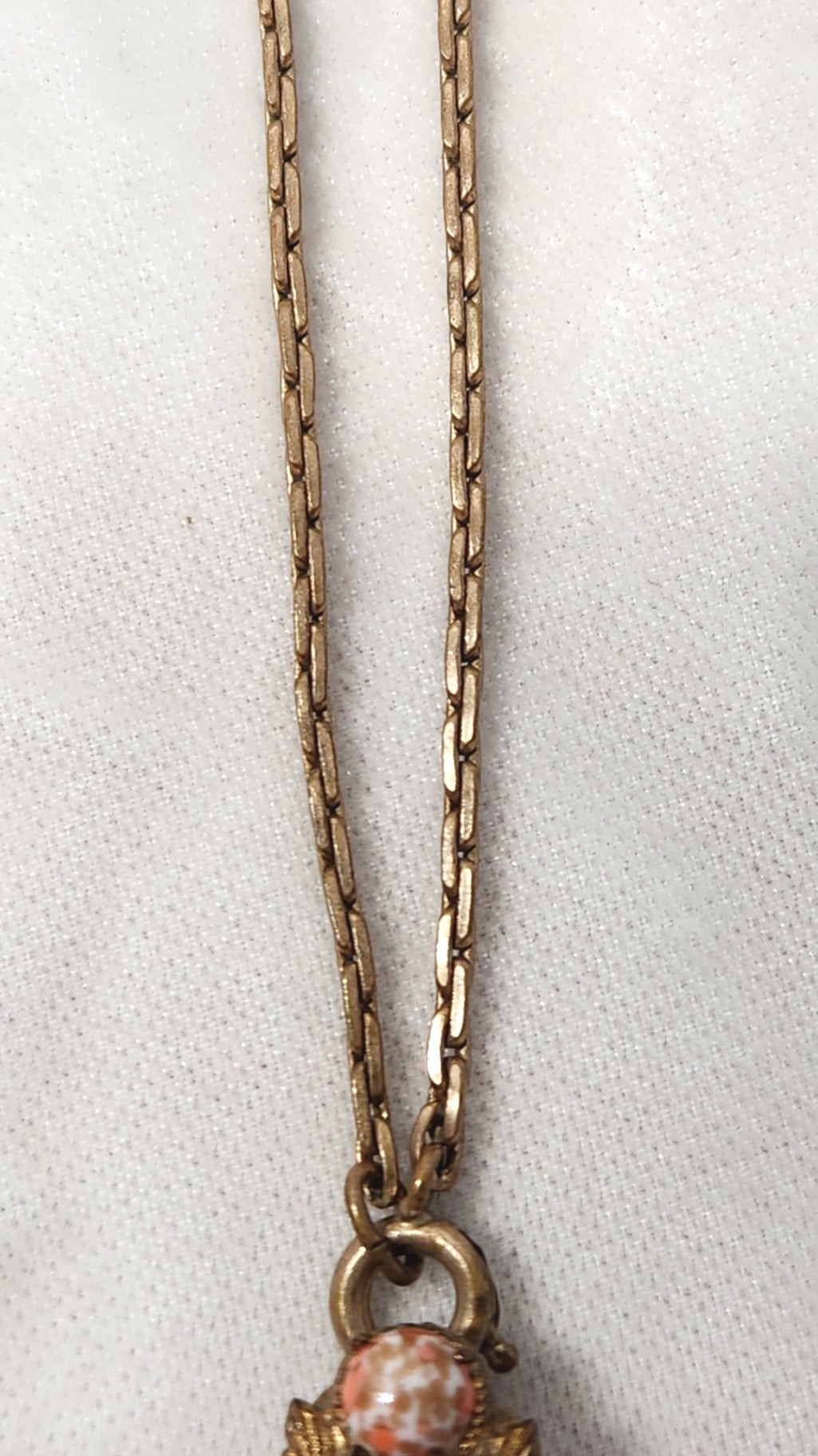 1930s Large Gilt & Art Glass Pendant Cross Necklace