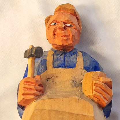 Vintage Swedish Hand-Carved Shoemaker Cobbler Folk Art