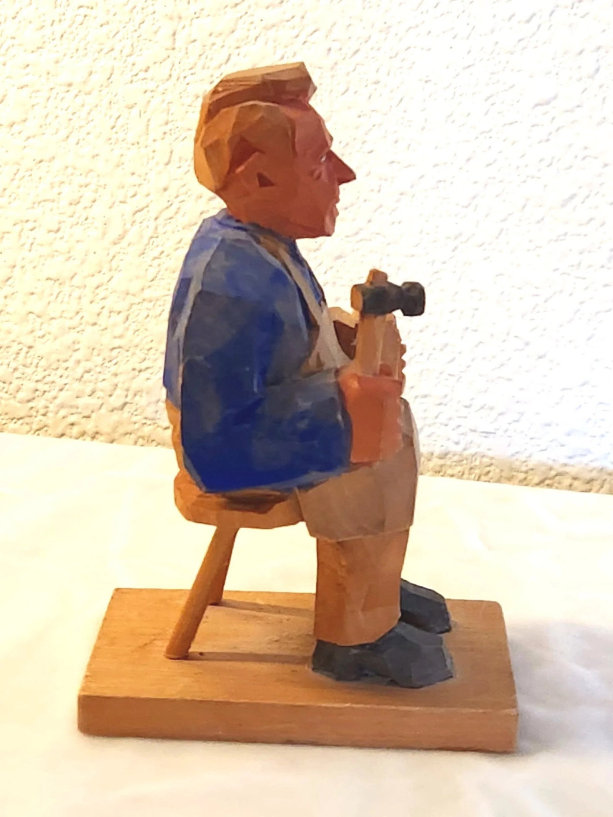 Vintage Swedish Hand-Carved Shoemaker Cobbler Folk Art