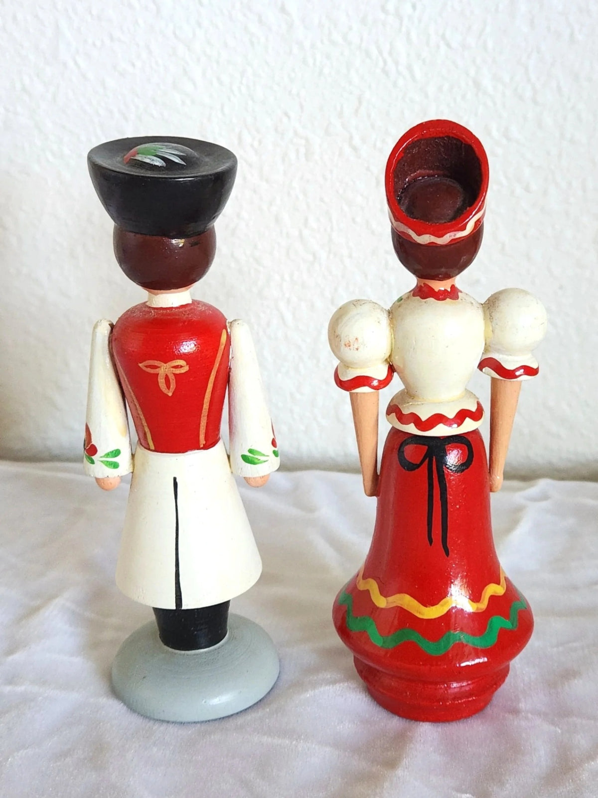 Handcarved & Painted Hungarian Wood Dolls - Man & Woman Pair