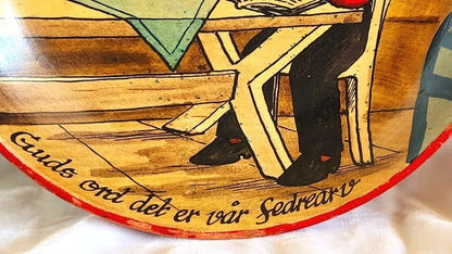 Vintage Norway Hand Painted Folk Art Wood Wall Plate