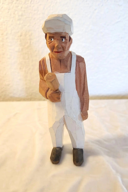 Danish Wooden Folk Art Carving of Housepainter - circa 1980