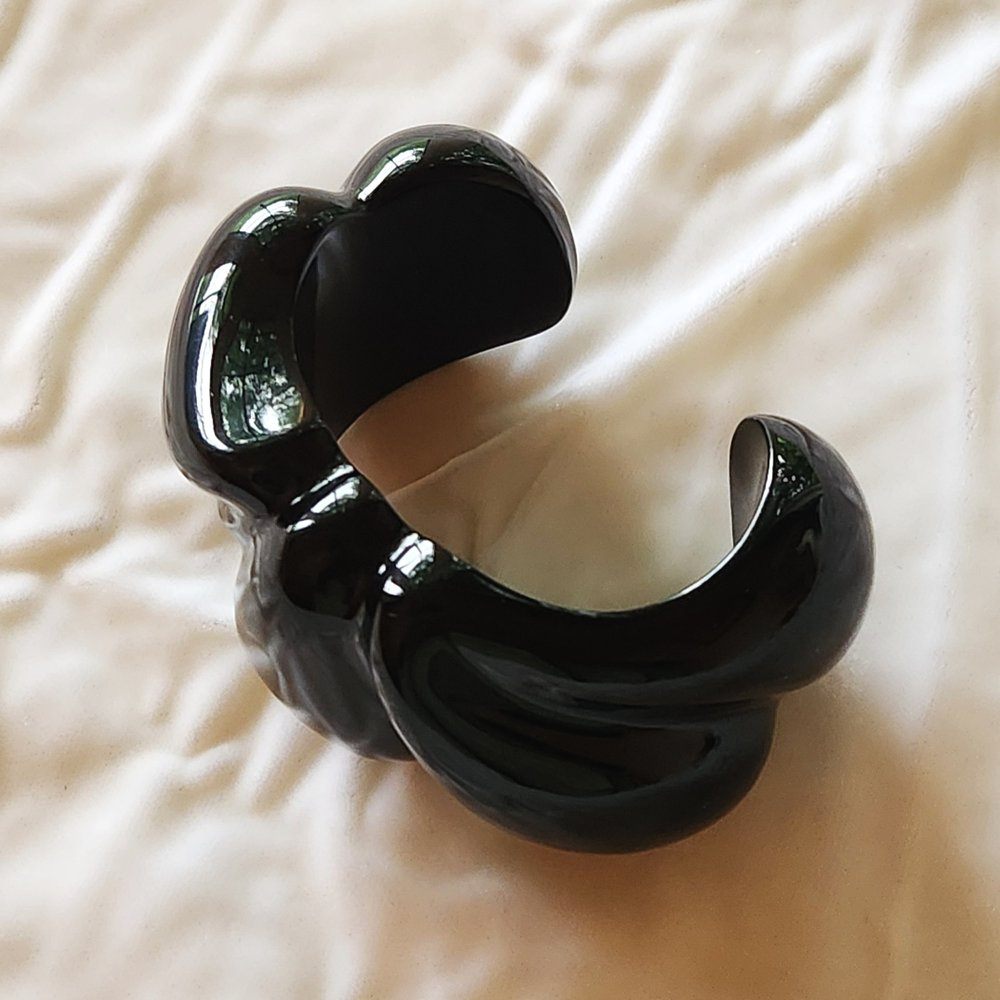 Vintage Marion Godart Paris Chunky Black Resin Cuff Bracelet