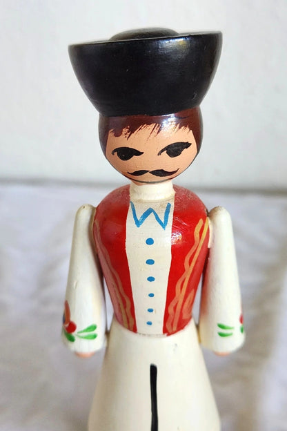 Handcarved & Painted Hungarian Wood Dolls - Man & Woman Pair