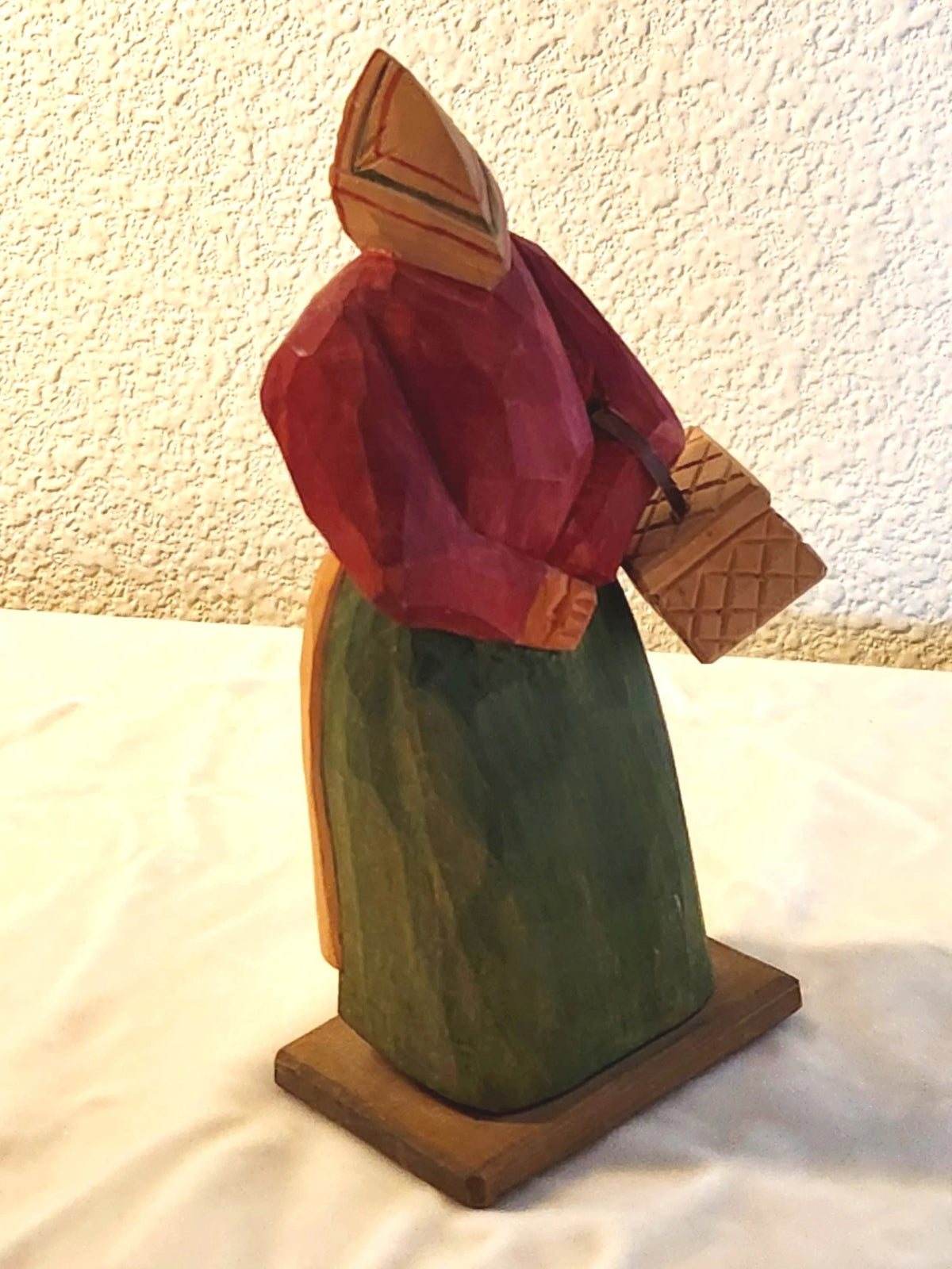 1940s Swedish Folk Art Carving - Old Woman with BasketCollectibles