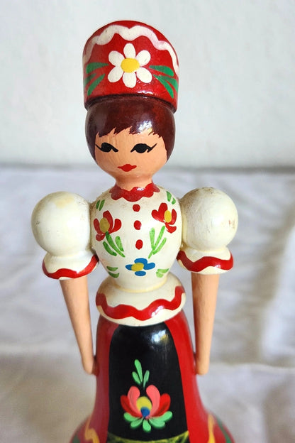 Handcarved & Painted Hungarian Wood Dolls - Man & Woman Pair