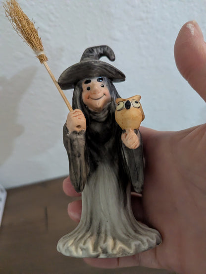 1980's Ceramic Witch with an Owl