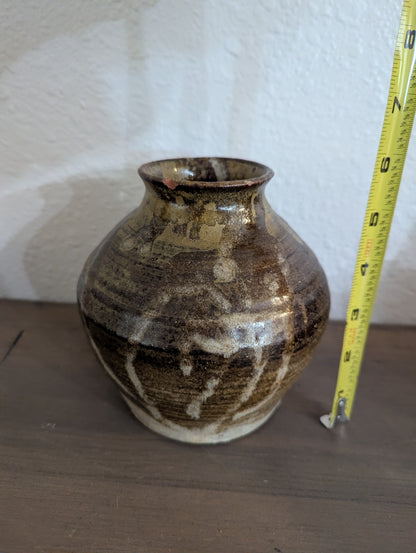 Vtg. studio Pottery Drip Glaze Earthy