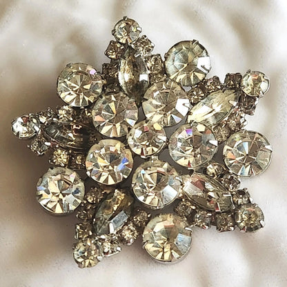 1960s Large Starburst Rhinestone Brooch