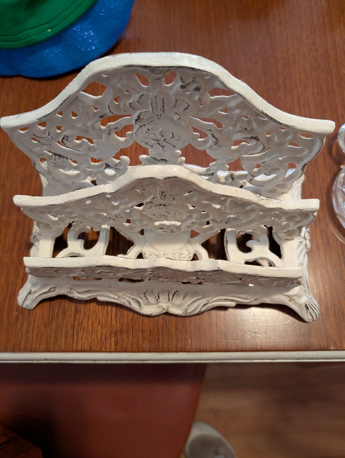 White Cast Iron Letter and Bill Holder 