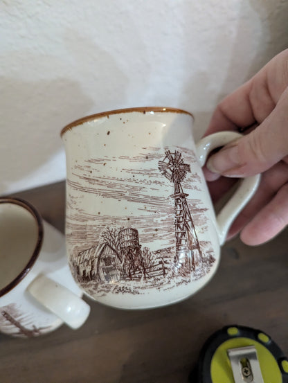 1980 Pair of Enesco "Sky & Plains" Mugs