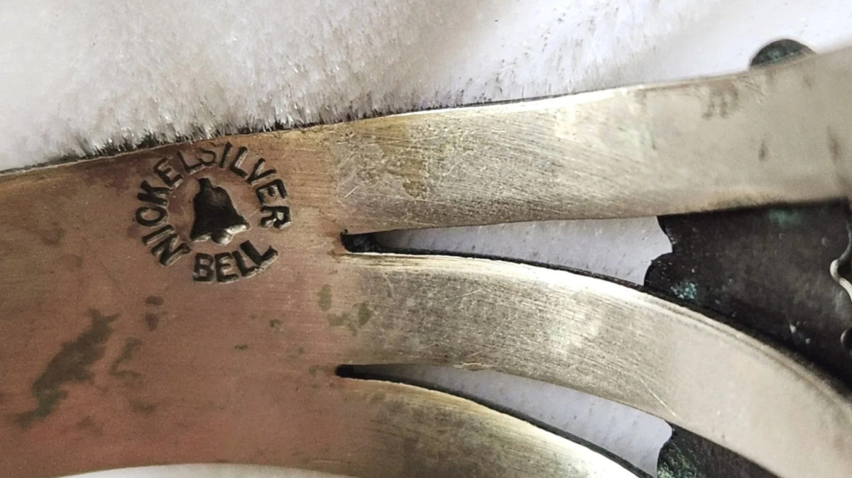 1960s Bell Trading Post Nickel Silver & Faux Turquoise Arrowhead Bracelet
