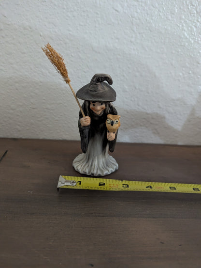 1980's Ceramic Witch with an Owl