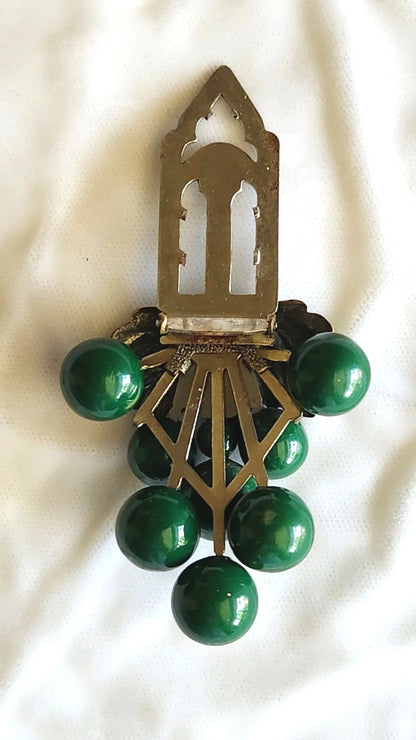 1930s Large Green Grapes Dress Clip