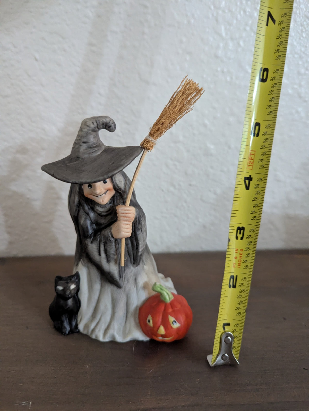 1980's Ceramic Witch with Black Cat