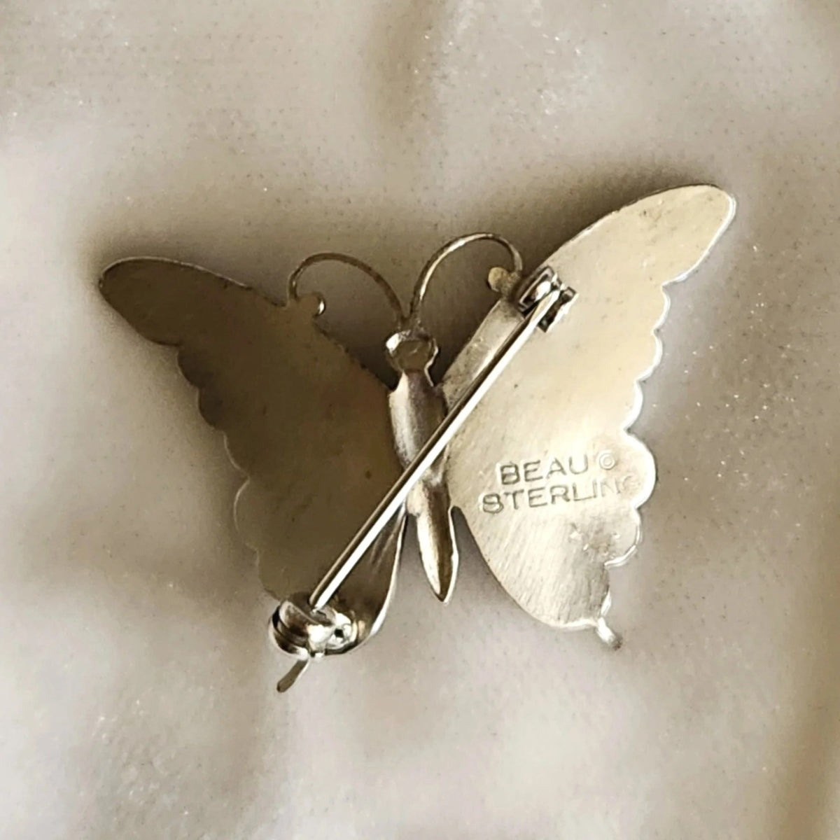 Midcentury Beau Sterling Butterfly Brooch