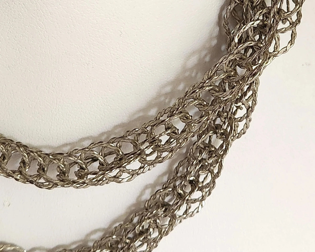 Vintage Guatemalan Wedding Necklace - Thickly Silver-Plated