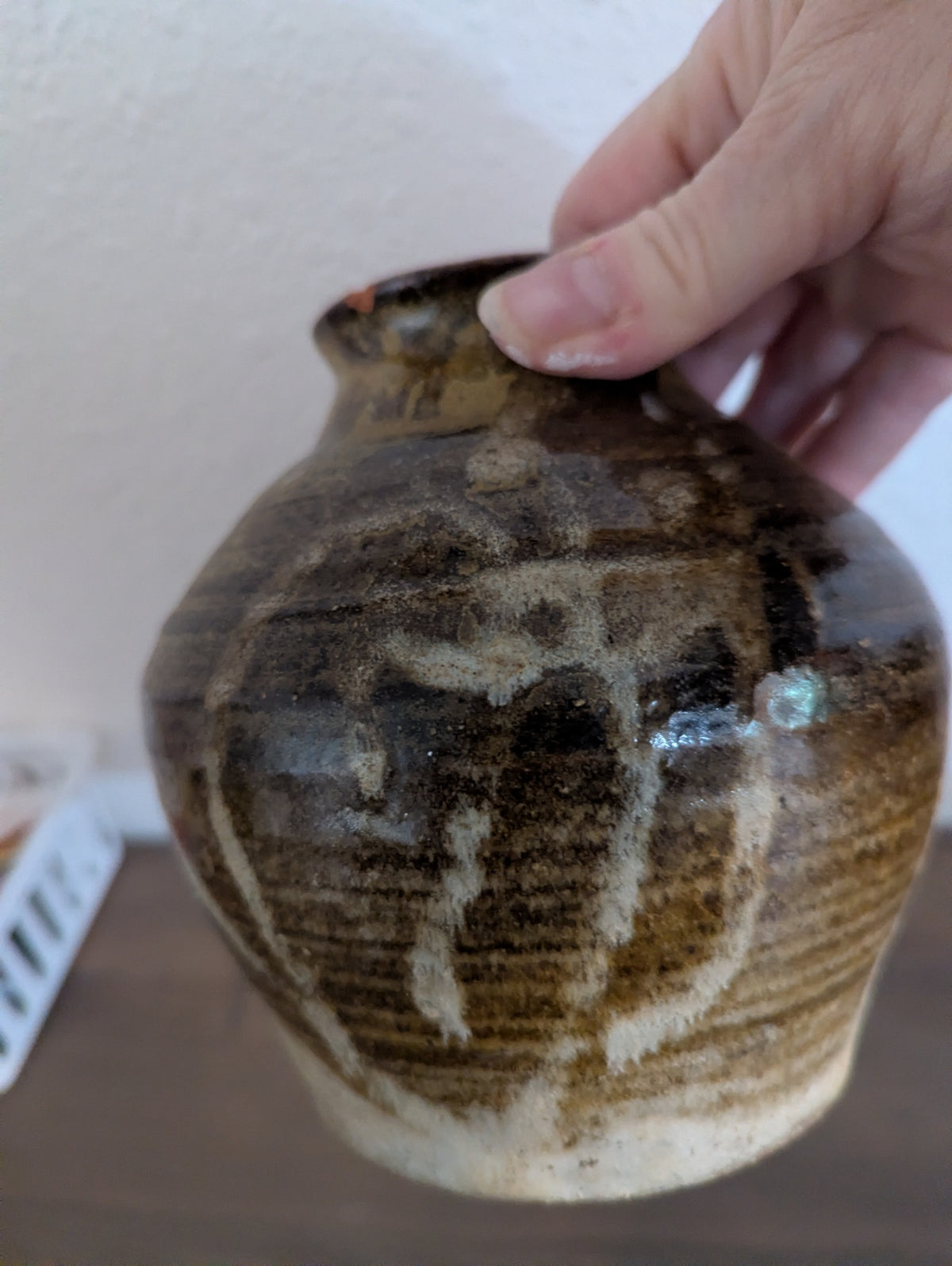 Vtg. studio Pottery Drip Glaze Earthy