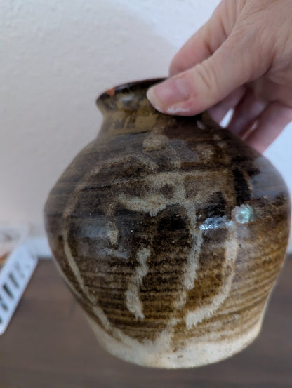 Vtg. studio Pottery Drip Glaze Earthy