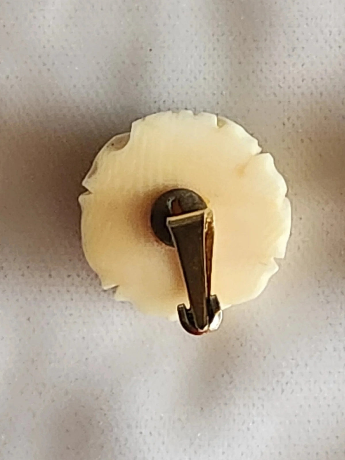 1960s Carved Plastic Faux Ivory Rose Motif Earrings