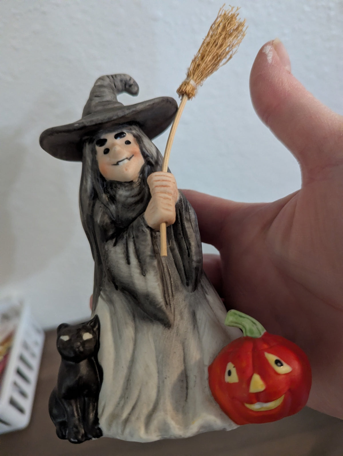 1980's Ceramic Witch with Black Cat