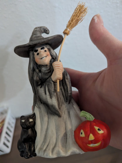 1980's Ceramic Witch with Black Cat