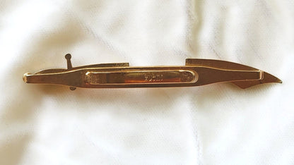 Midcentury Swank Scimitar Sword Blue Moonglow Lucite Tie Bar