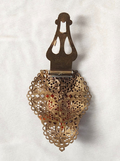 1930s Large Faux Coral Filigree Dress Clip