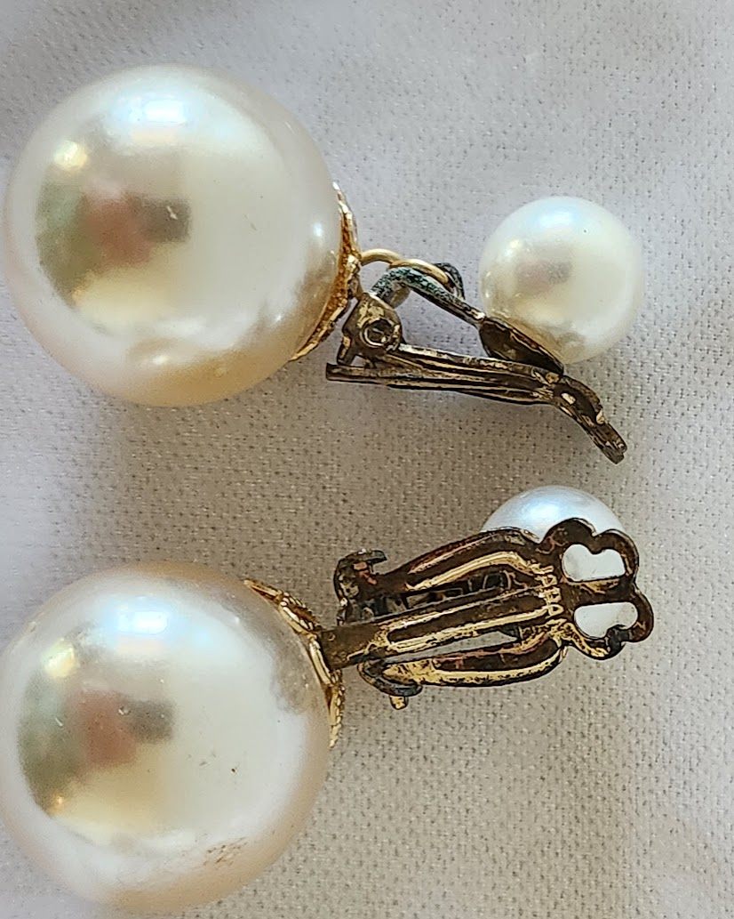 Big 1960s Pearl Bob Earrings