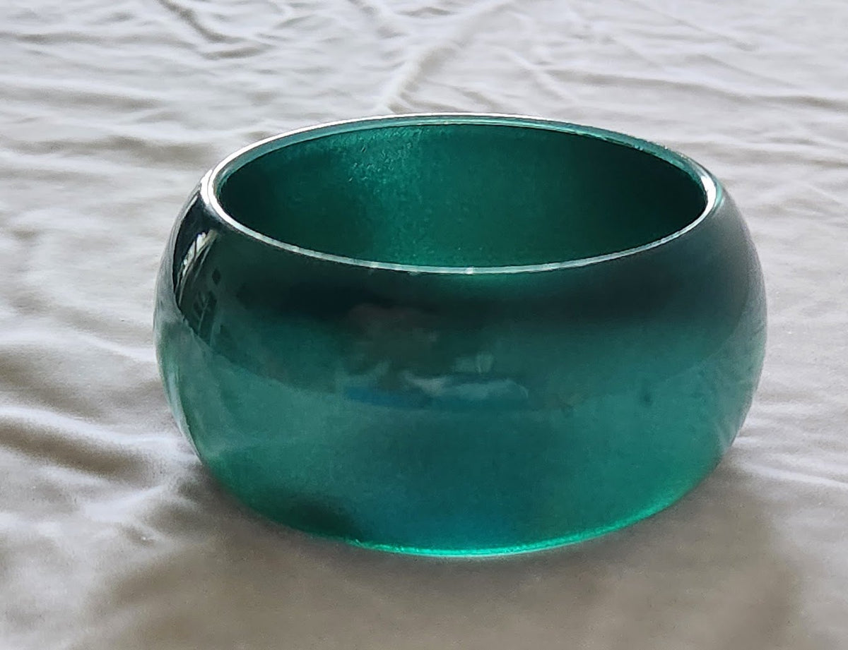 Wide Teal Moonglow Resin Bangle Bracelet