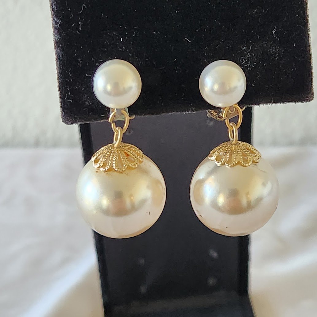 Big 1960s Pearl Bob Earrings