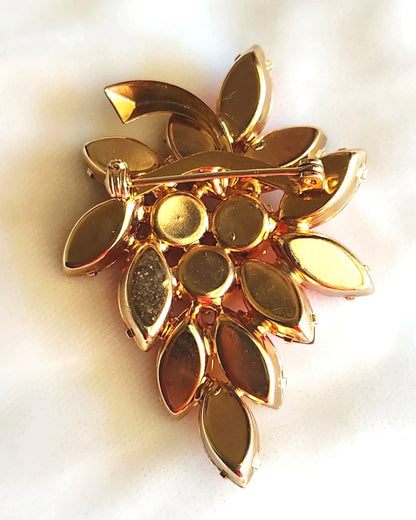 1960s Orange & Yellow Rhinestone Brooch