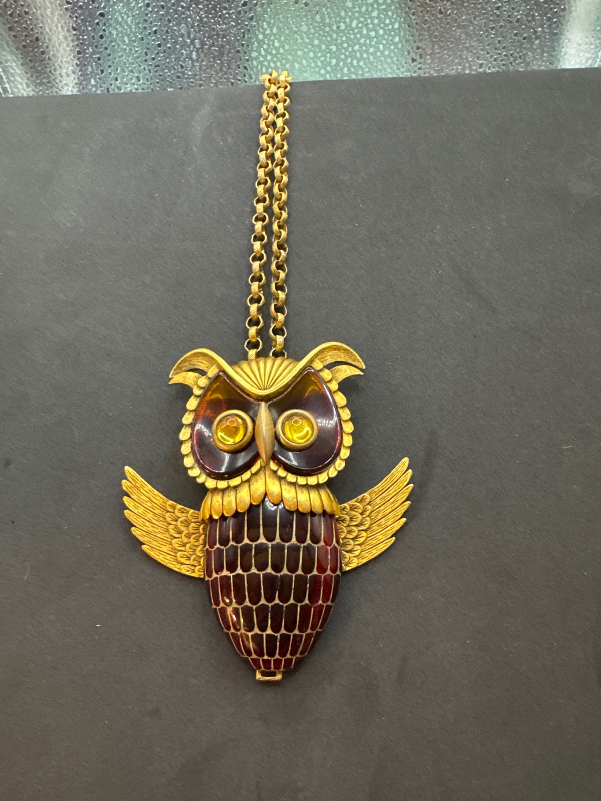 Vtg articulate owl necklace 