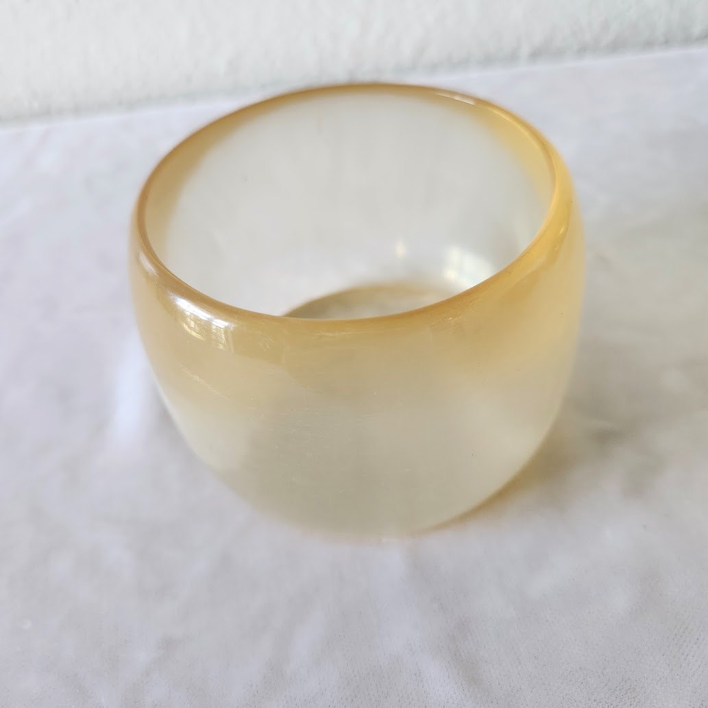 Ultra Wide Translucent Beige Bangle Bracelet