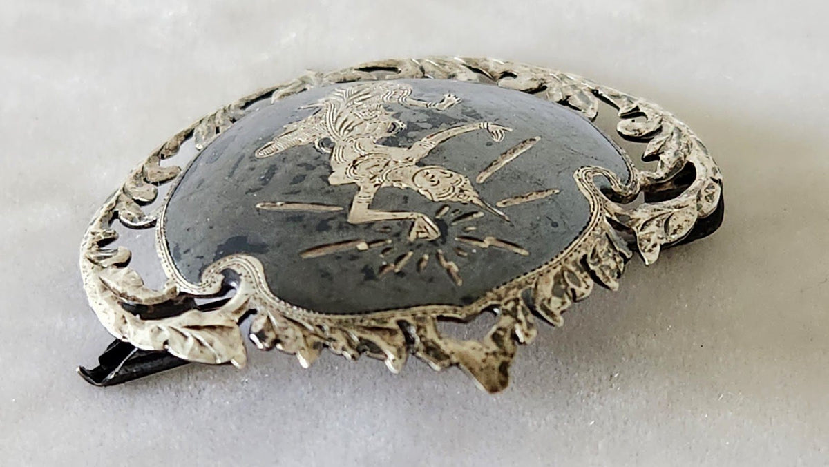 Vintage Siam Sterling Niello Mekhala Brooch