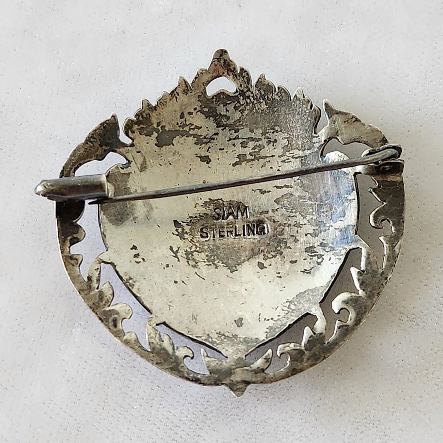 Vintage Siam Sterling Niello Mekhala Brooch