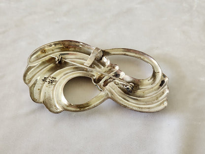 Vintage Mexican Silver & Gold Bow Brooch