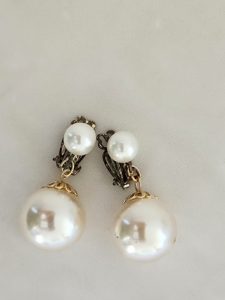 Big 1960s Pearl Bob Earrings