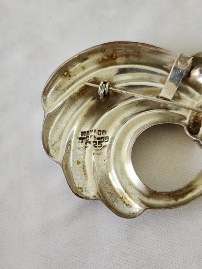 Vintage Mexican Silver & Gold Bow Brooch