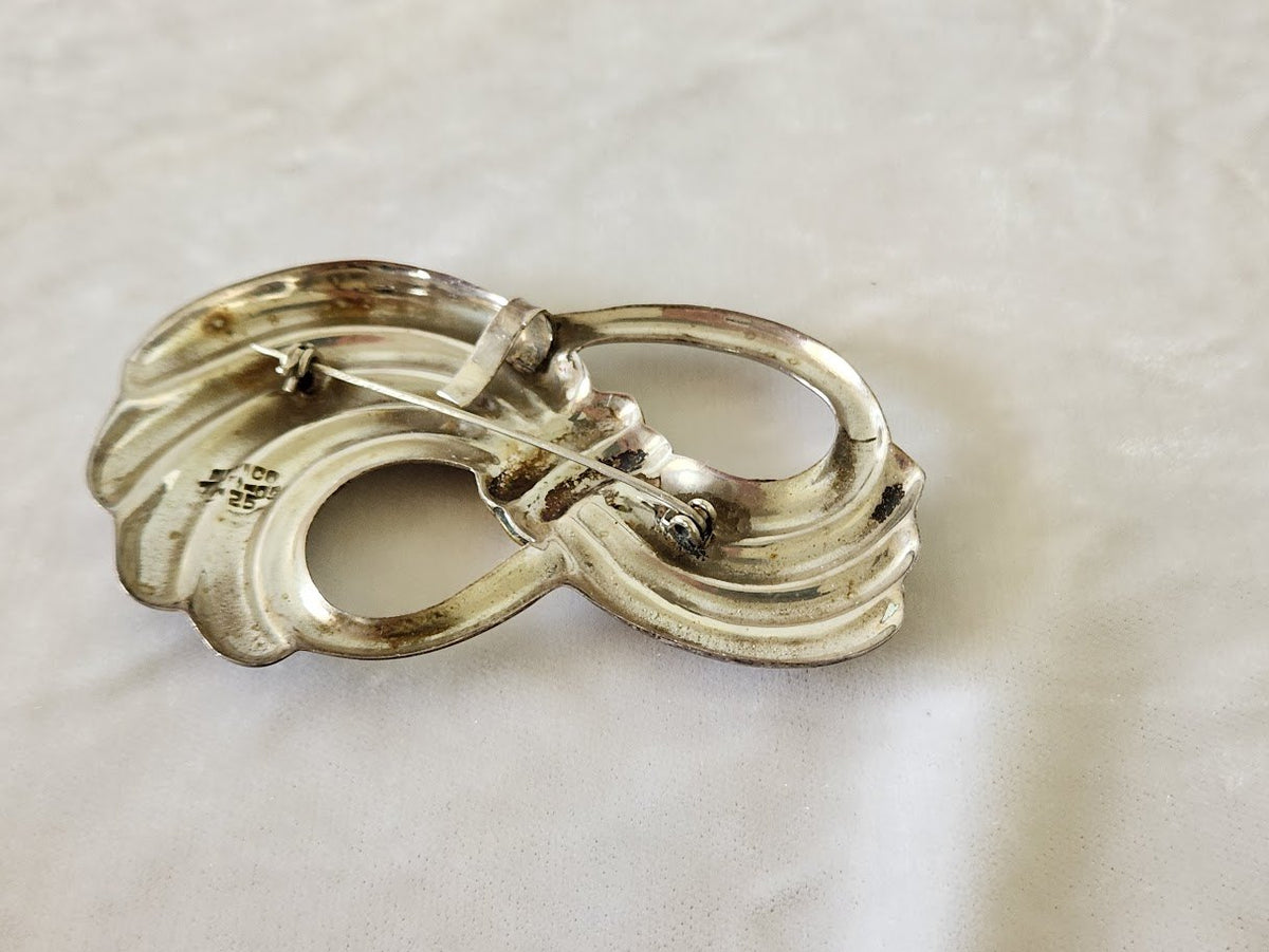 Vintage Mexican Silver & Gold Bow Brooch
