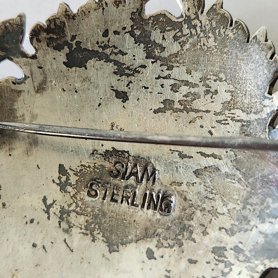 Vintage Siam Sterling Niello Mekhala Brooch