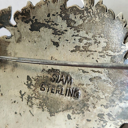 Vintage Siam Sterling Niello Mekhala Brooch