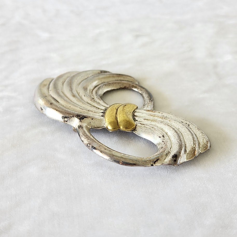Vintage Mexican Silver & Gold Bow Brooch