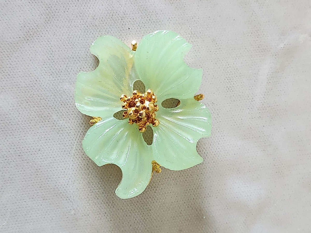 Seafoam Green Dogwood Blossom Brooch